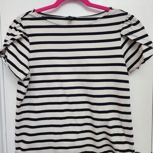 Ann Taylor Factory Black and White Boxy Short Sleeve T-Shirt